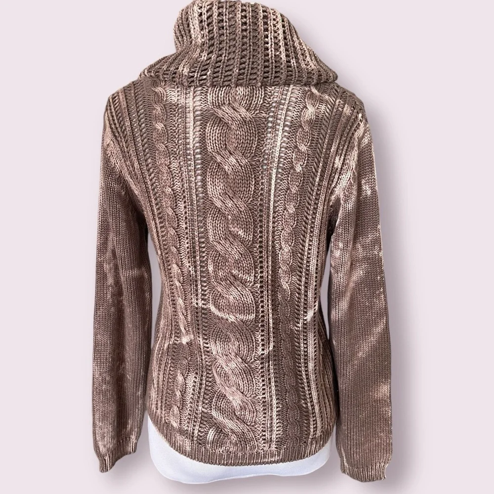 Angel Apparel Bleached Cable Knit Cowl Neck Sweater - Picture 4 of 4